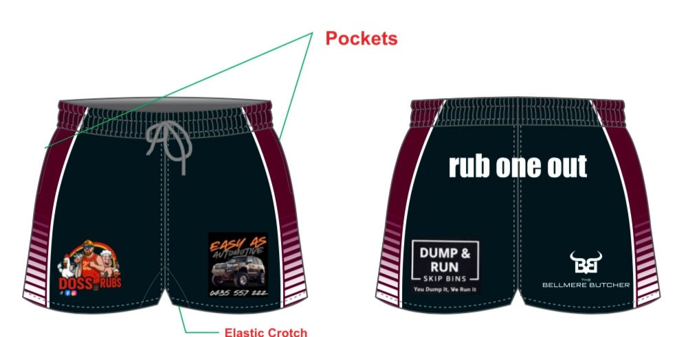 Doss Footy Shorts!! MAROON (PRE-ORDER)